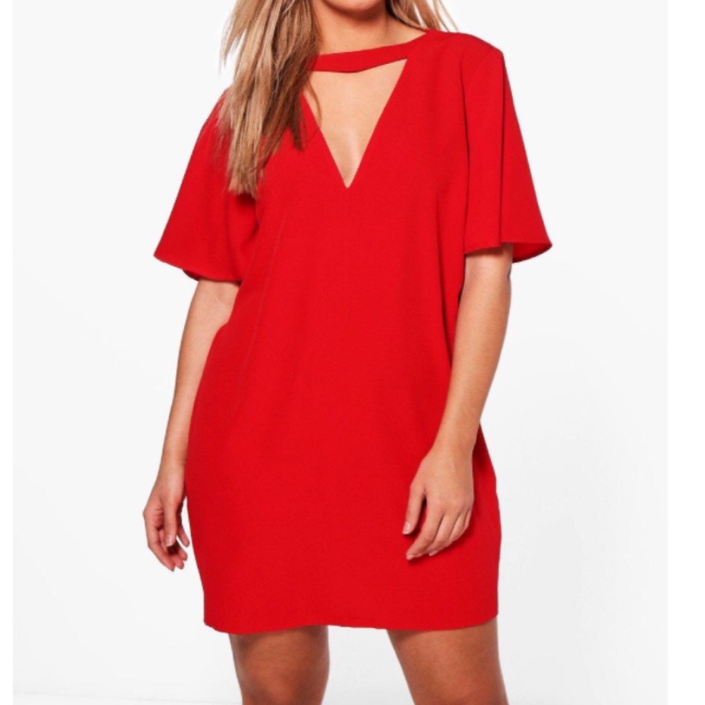 Red Cut Out Shift Dress